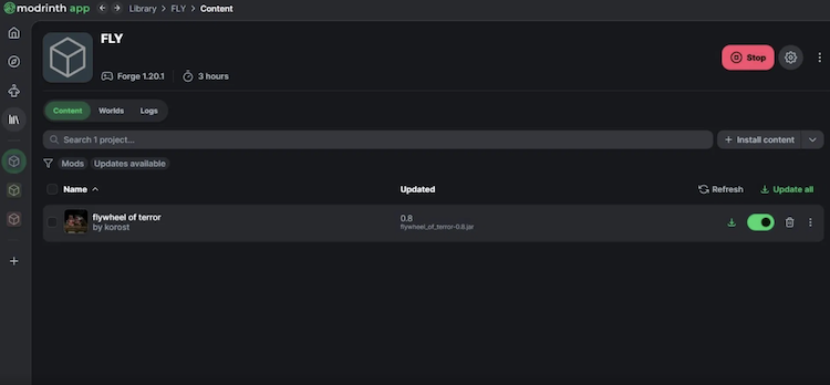 برای دانلود و نصب ماد Flywheel of Terror برای ماینکرفت میتوانید از لانچر Modrinth استفاده کنید.