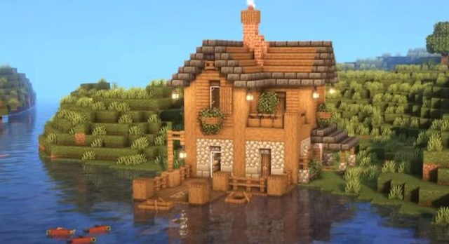 طرح خانه ساحلی ساخته شده در بازی ماینکرافت