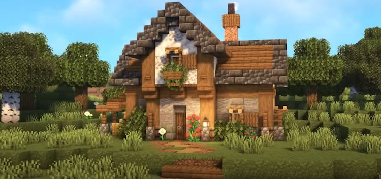 برای ساخت این طرح خانه در بازی ماینکرفت از بلوک دیپ اسلیت و دیوریت باید استفاده کنید.