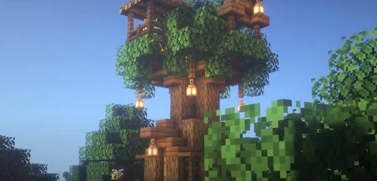 برای اجرای این ایده خانه درختی باید به دنبال یک درخت بزرگتر باشید تا بتوانید خانه درختی خود را در بازی ماینکرفت بسازید.