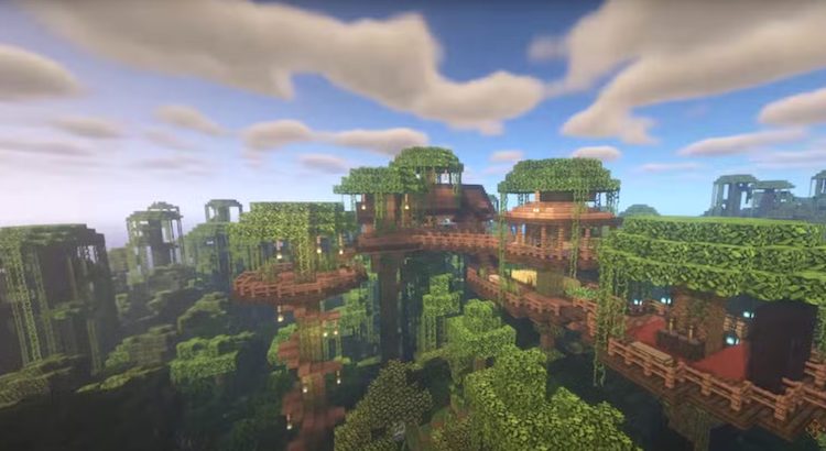 در این ایده ساخت خانه درختی در بازی ماینکرفت چند درخت به یکدیگر متصل میشوند و عملا شما فضای کافی برای زندگی بهتر خواهید داشت.