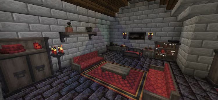 ماد فانتزی فرنچر برای بازی ماینکرافت بلوکهای مبلمان زیادی را اضافه میکند که میتوانید برای تغییر دکوراسیون داخلی سازههای خود از آنها استفاده کنید.