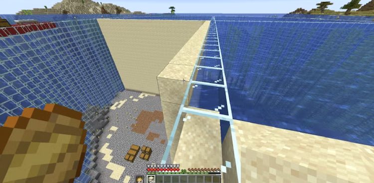 در این مرحله از کار ساخت خانه زیرآبی در بازی ماینکرفت اسفنج آیتم مهمی است.