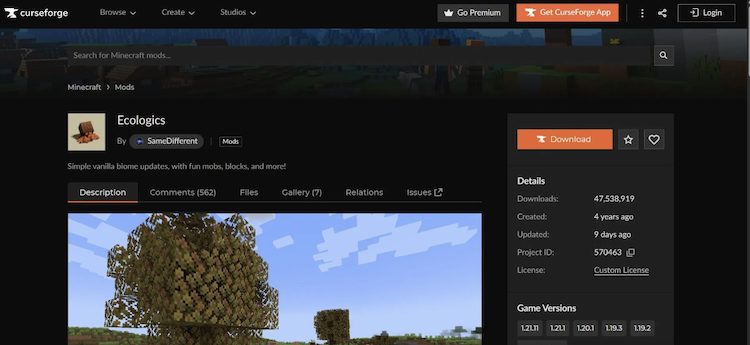 این ماد را میتوان به راحتی از وبسایت CurseForge دانلود کرد.