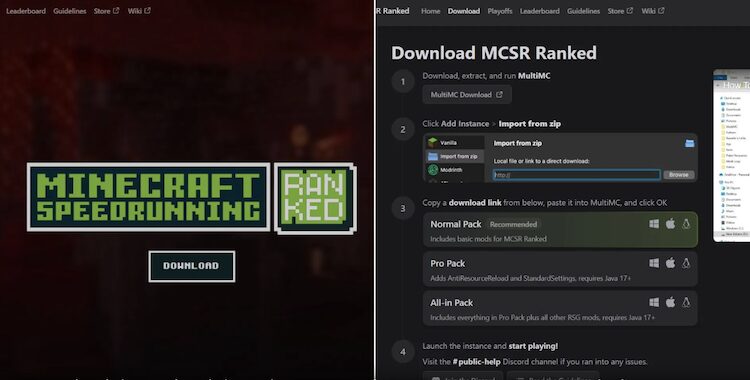 ماد پک را برای بازی ماینکرفت میتوانید از وبسایت MCSR دانلود کنید.