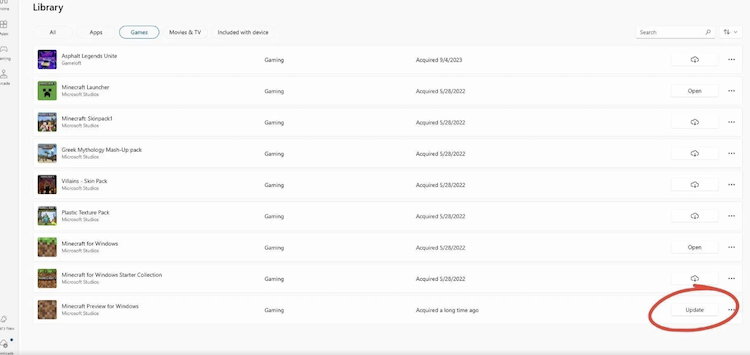 می‌توانید بازی ماینکرفت را مستقیماً از طریق Microsoft Store آپدیت کنید .