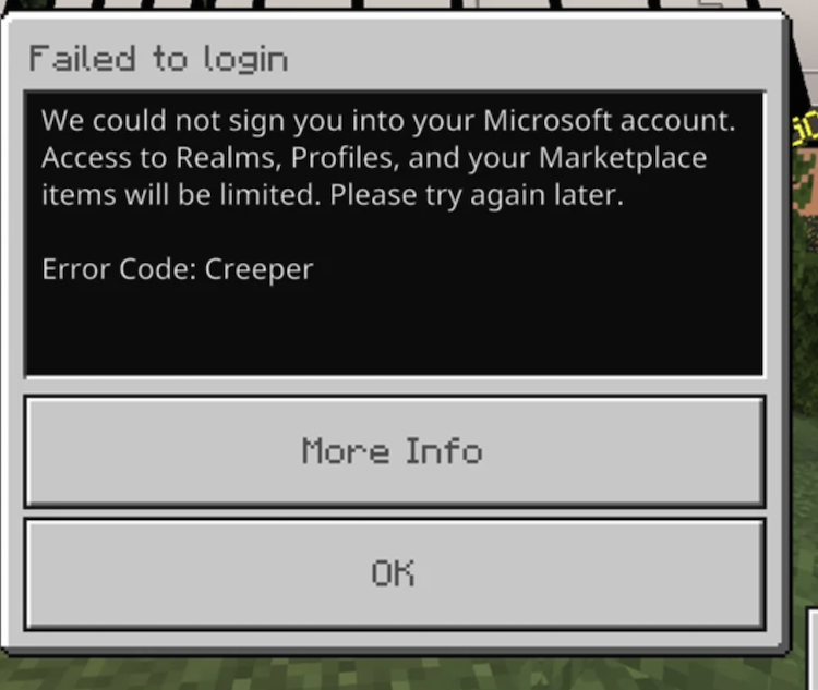 موجانگ، Creeper را به عنوان یک ارور اتصال در نسخه بدراک ماینکرفت طبقه‌بندی می‌کند.